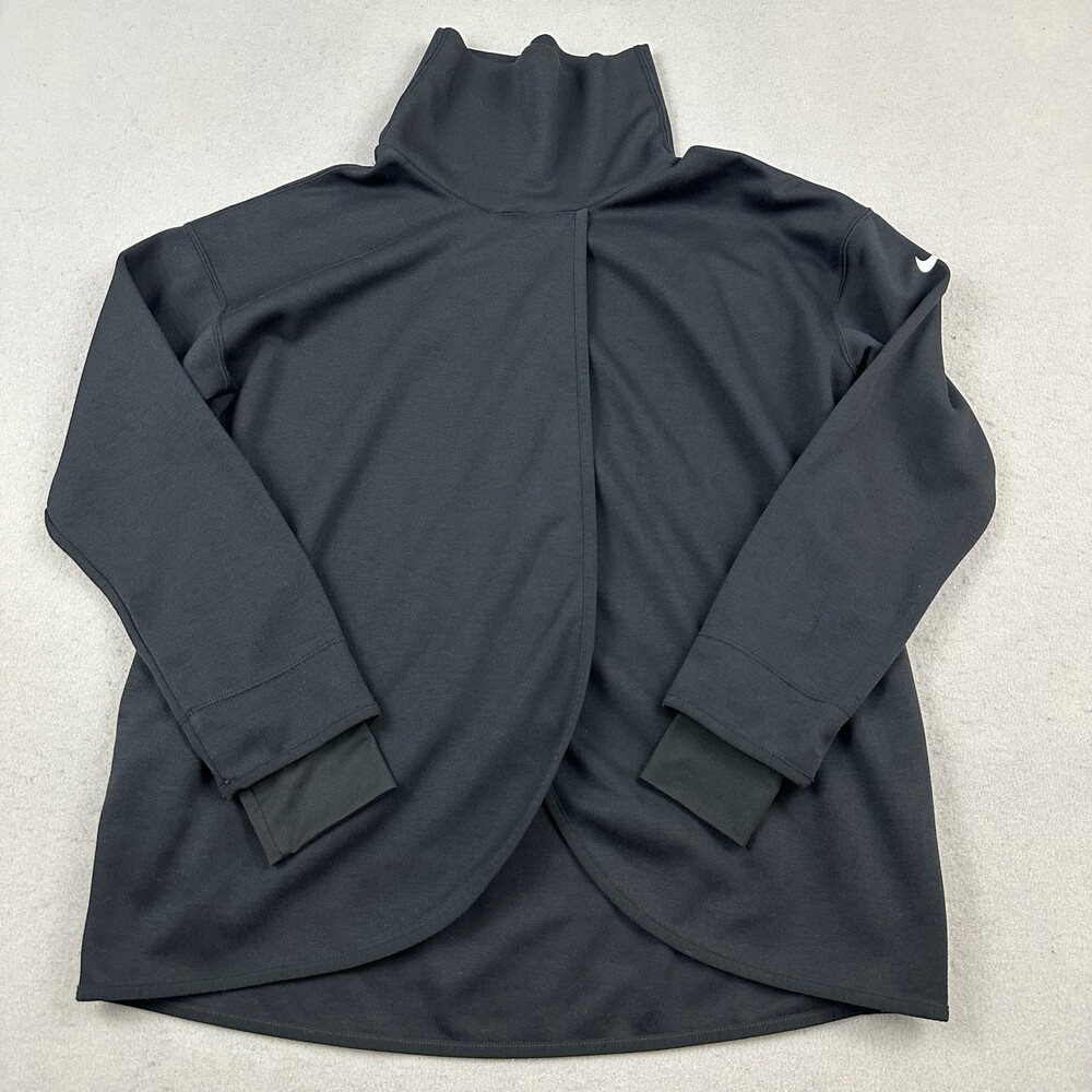 Nike Sweater Women Small Black Wrap Front Pullover Dri Fit Sweatshirt Collar S